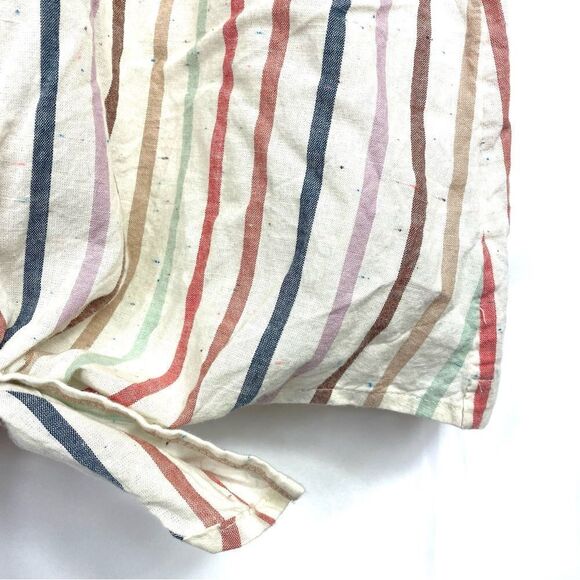 Madewell Women's Rainbow Stripe Short Sleeve Button-Back Tie Tee Top xs - Picture 10 of 16